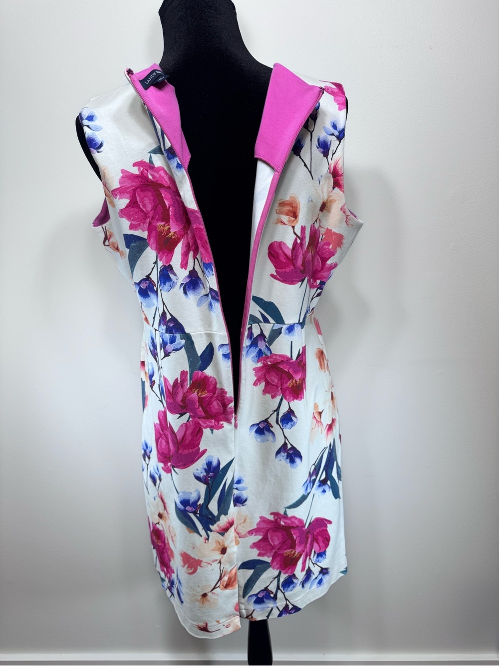 Lands' End Floral Ponte Sheath Dress Sleeveless Watercolor Stretch Size 16P - Picture 6 of 8